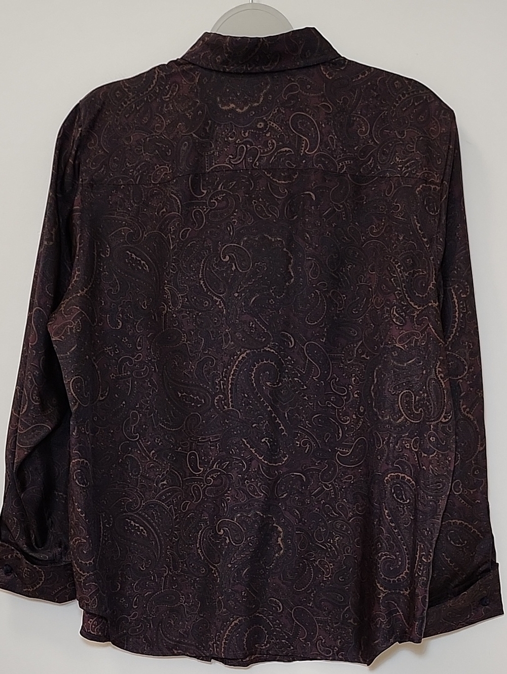 Ralph Lauren Women's 100 % Silk formal blouse paisley print  ruffle front Size L - Picture 10 of 16
